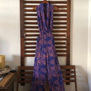 Eight Sixty - Plunge Neck, Print Jumpsuit